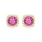 Pink Tourmaline Stud Earrings with Diamond Halo