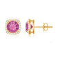 Pink Tourmaline Stud Earrings with Diamond Halo