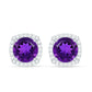Pendientes de amatista natural con halo de diamantes