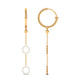 Open Circle Diamond Dangle Chain Hoop Earrings