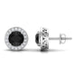 Pendientes de oro con ónix negro y halo de diamantes
