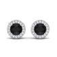 Pendientes de oro con ónix negro y halo de diamantes