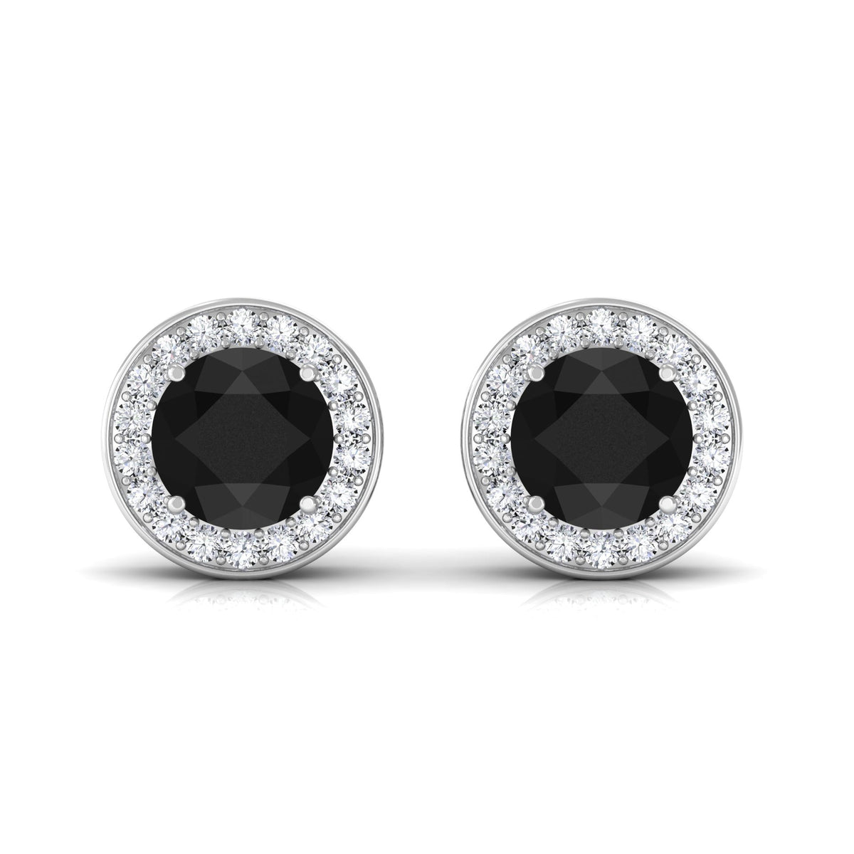 Pendientes de oro con ónix negro y halo de diamantes