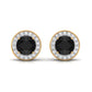 Pendientes de oro con ónix negro y halo de diamantes
