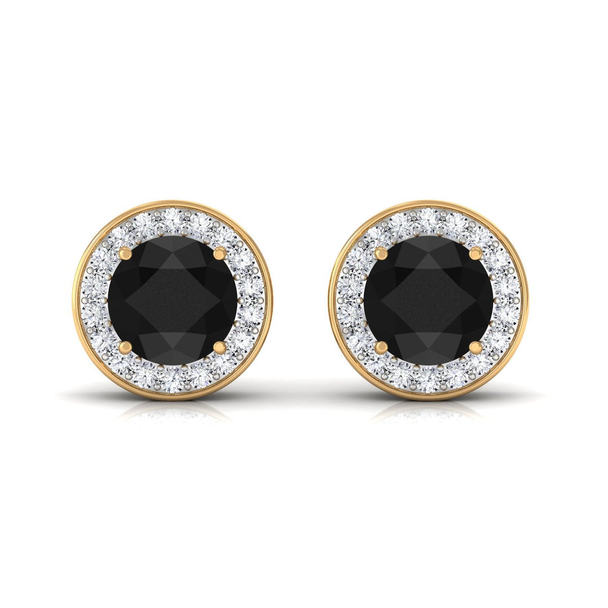 Pendientes de oro con ónix negro y halo de diamantes