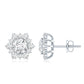 Certified Moissanite Floral Stud Earrings with Halo