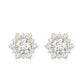 Certified Moissanite Floral Stud Earrings with Halo