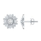 Diamond Sunflower Stud Earrings For Her