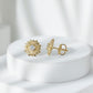 Diamond Sunflower Stud Earrings For Her