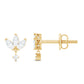 Genuine Diamond Lotus Flower Earrings for Women