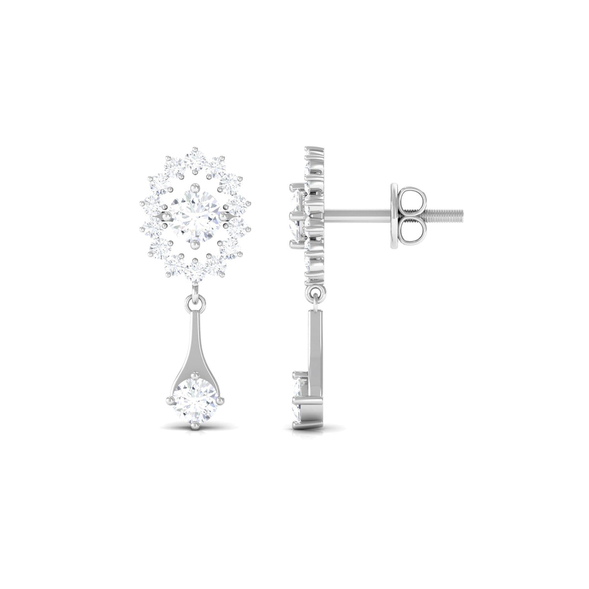 Natural Diamond Drop Dangle Earrings with Certificate