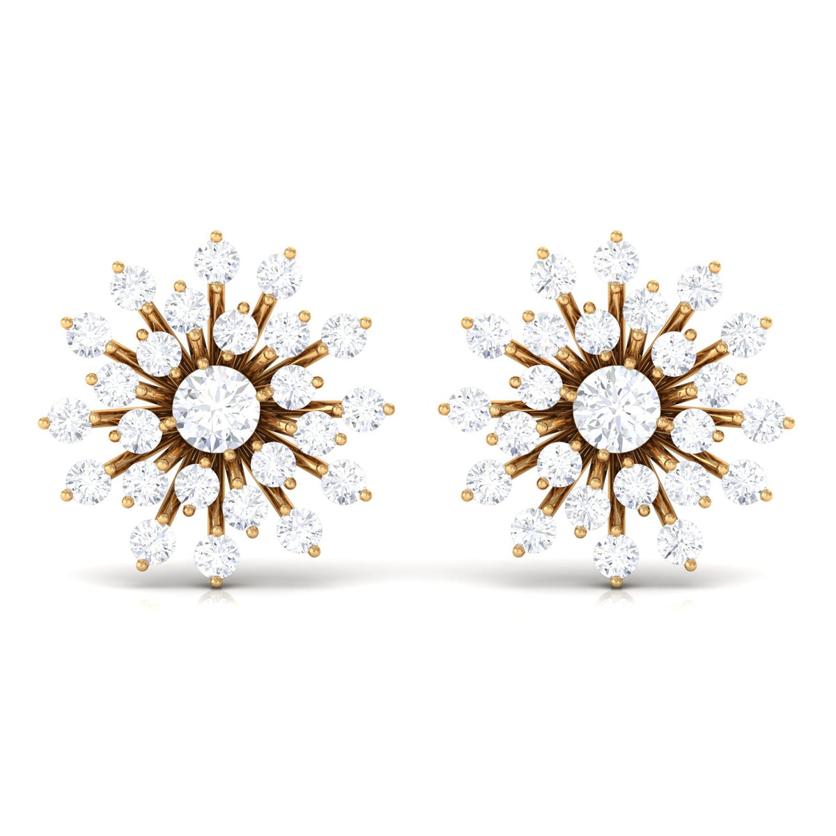 Certified Real Diamond Snowflake Earrings with Screw Back