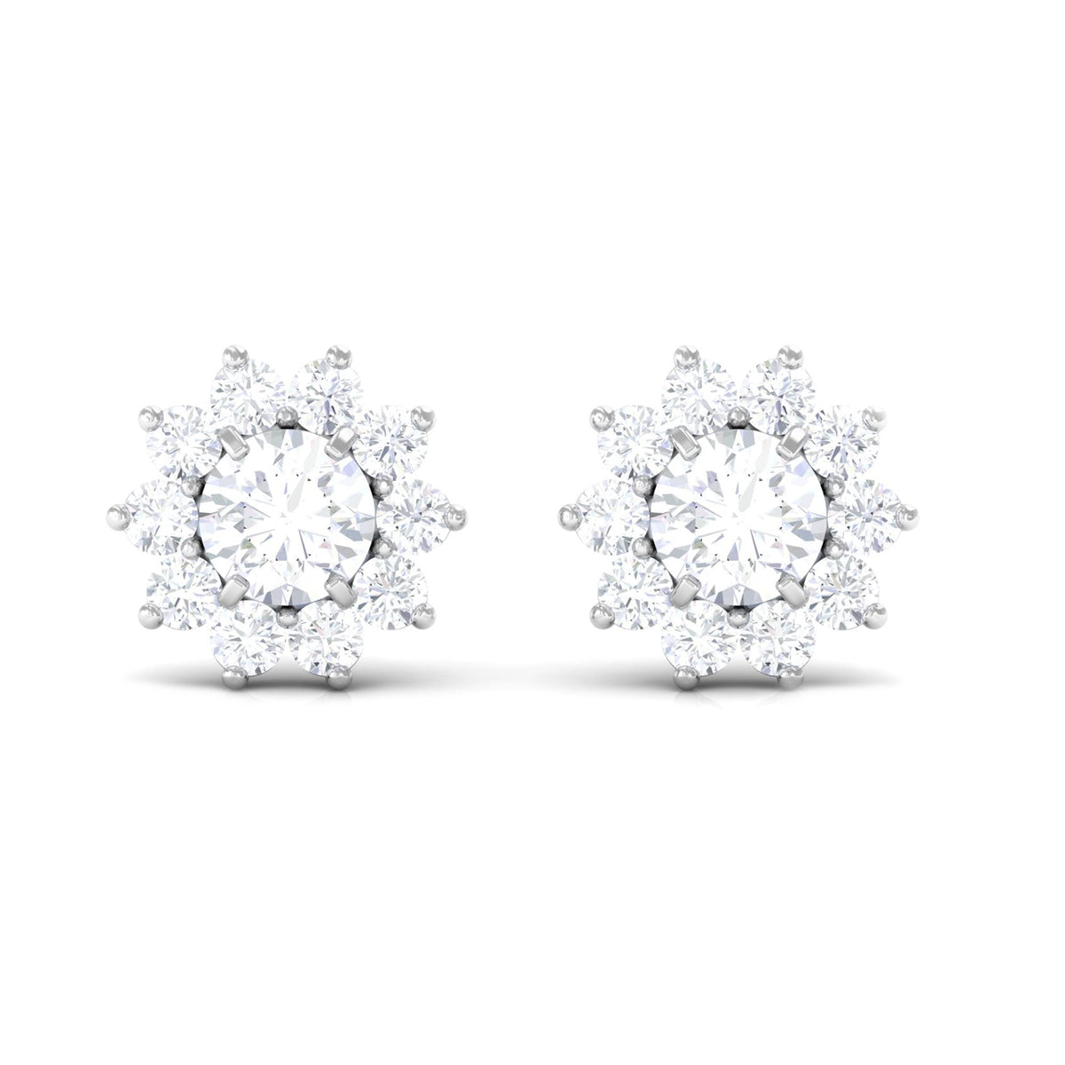Natural Diamond Stud Earrings with Halo