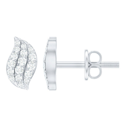 Nature Inspired Diamond Leaf Stud Earrings