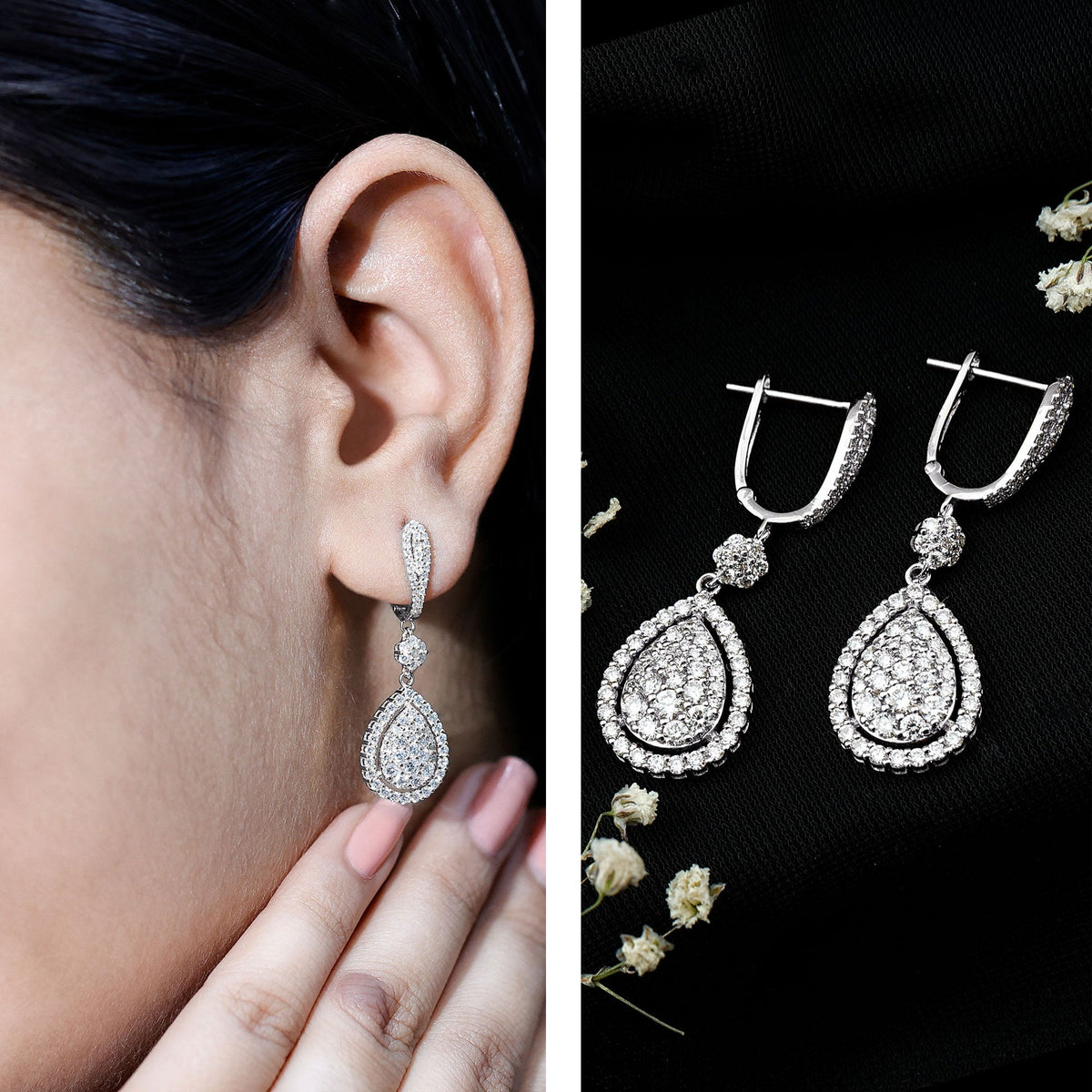 Aretes de Novia Colgantes de Moissanita Certificada para Boda