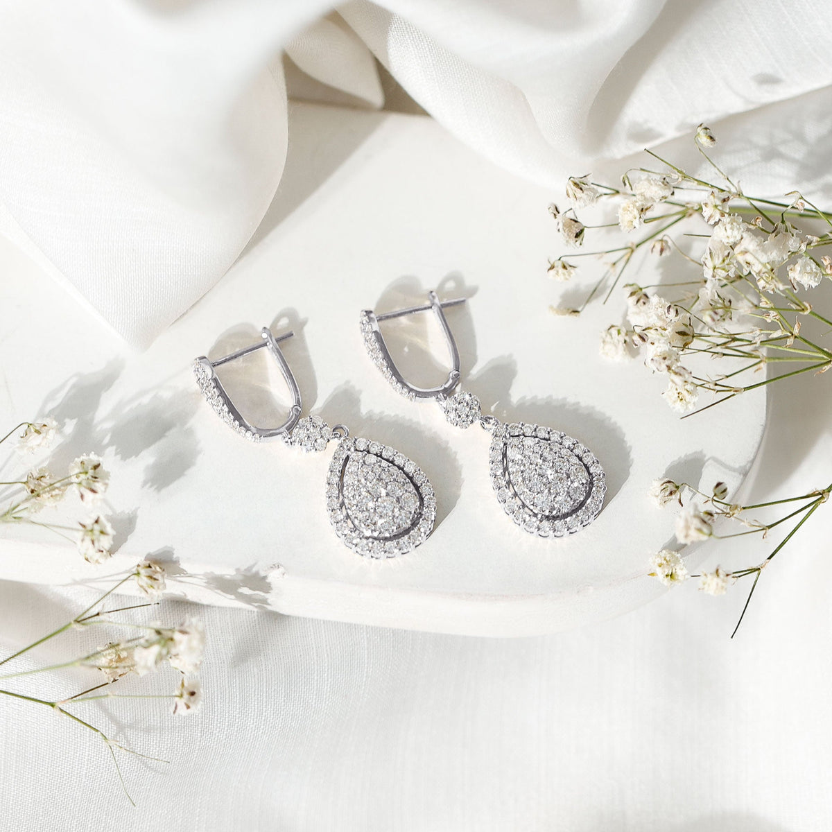 Aretes de Novia Colgantes de Moissanita Certificada para Boda