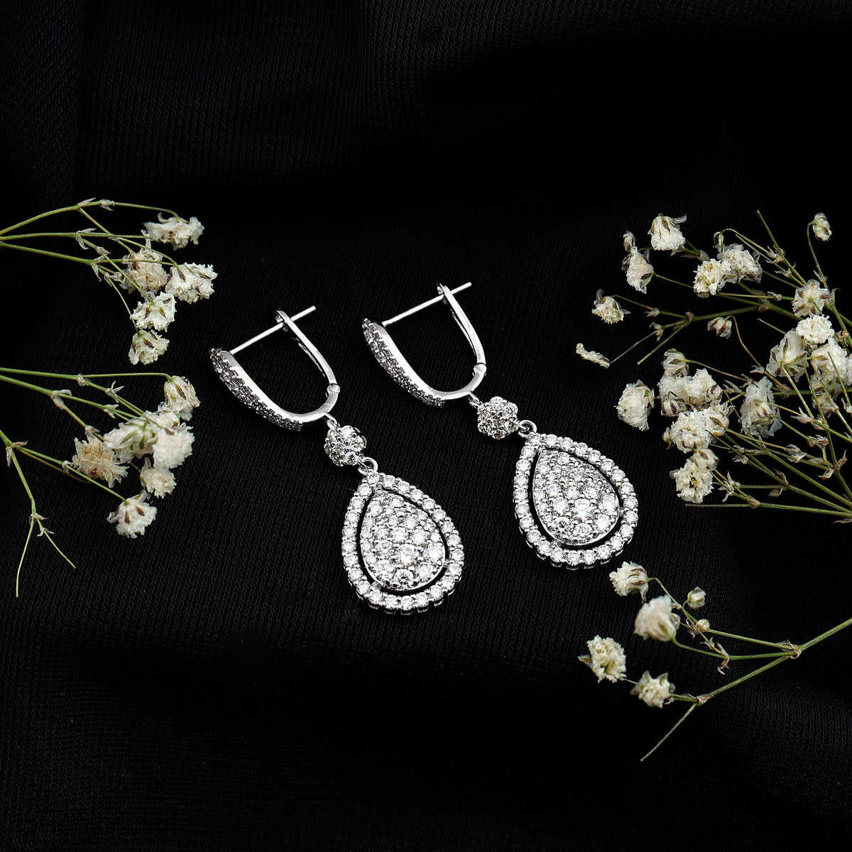 Aretes de Novia Colgantes de Moissanita Certificada para Boda