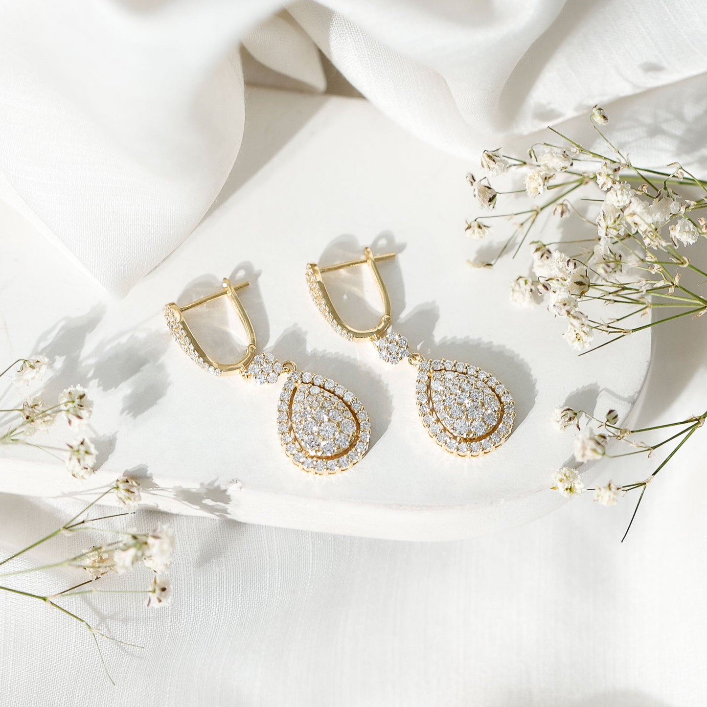 Aretes de Novia Colgantes de Moissanita Certificada para Boda