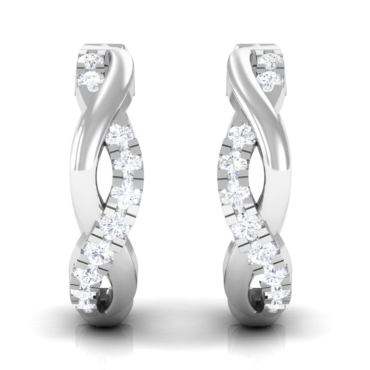 Natural Diamond Hoop Earrings in Infinity Style