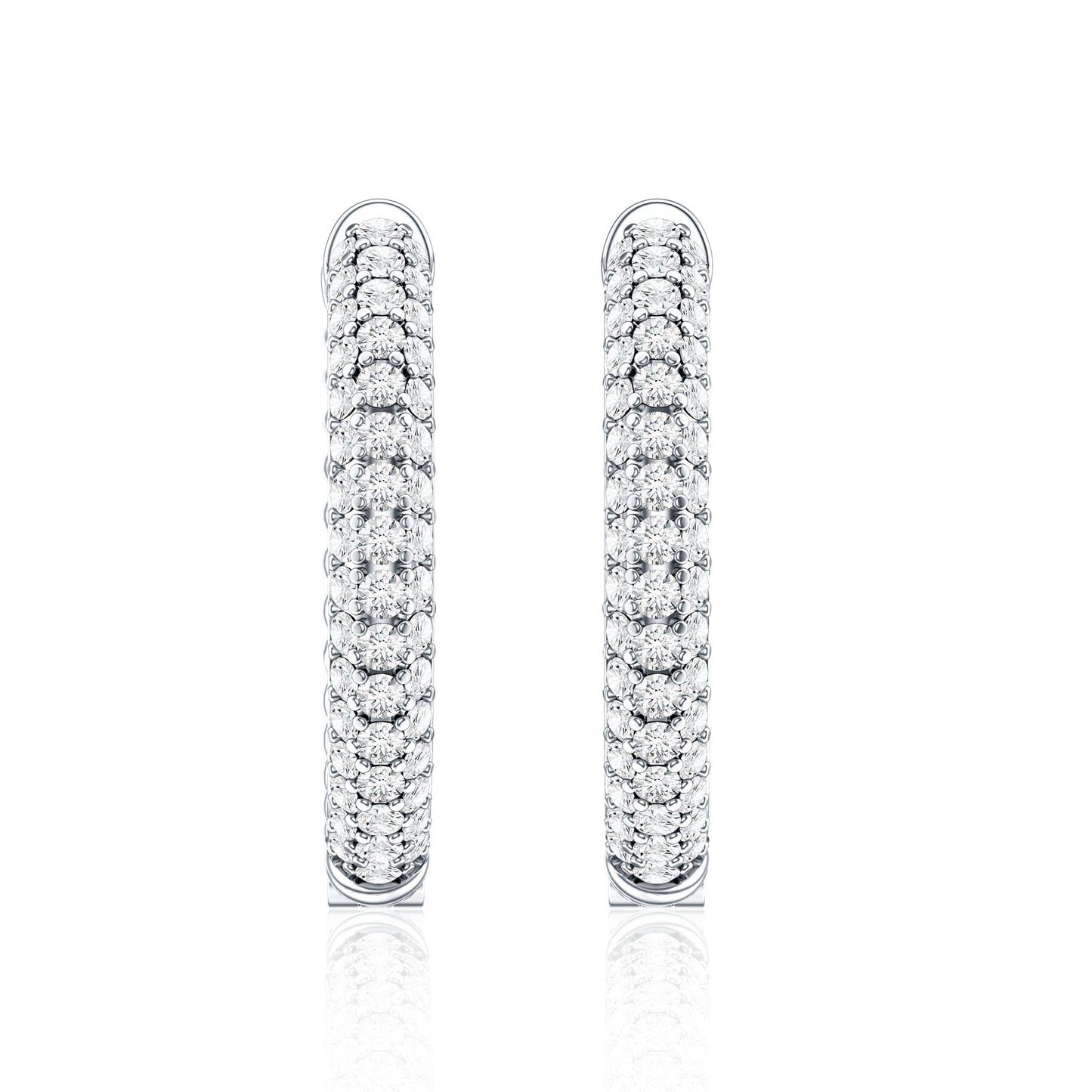 Classic Diamond Hinged Hoop Earrings with Certificate