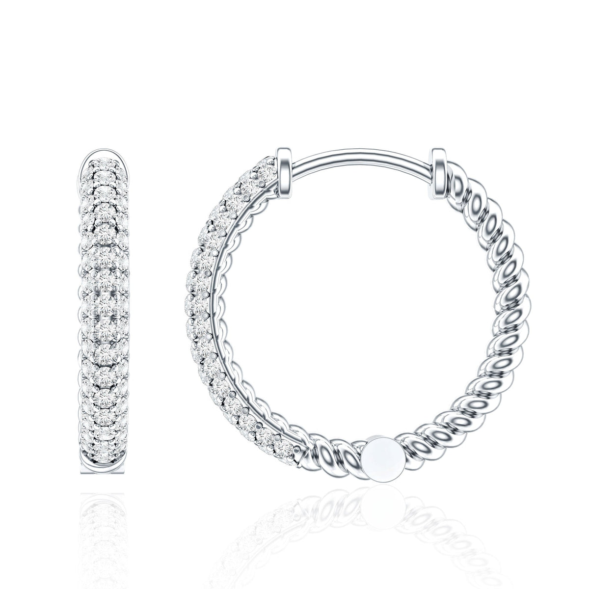 Classic Diamond Hinged Hoop Earrings with Certificate
