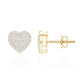 Natural Diamond Heart Earrings with Screw Back