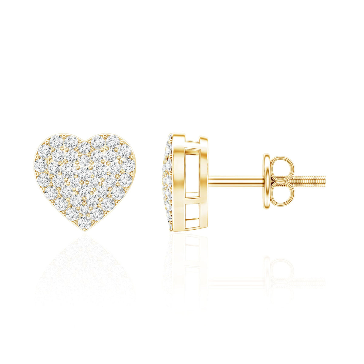 Natural Diamond Heart Earrings with Screw Back