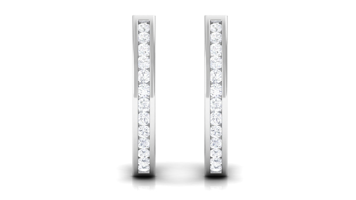 Diamond Hinged Hoop Earrings in Channel Setting