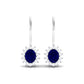 1.2 Carat Oval Blue Sapphire Drop Earrings with Diamond Halo