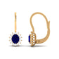 1.2 Carat Oval Blue Sapphire Drop Earrings with Diamond Halo