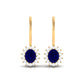 1.2 Carat Oval Blue Sapphire Drop Earrings with Diamond Halo