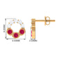 Three Stone Ruby Eternity Stud Earrings with Diamond