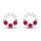Three Stone Ruby Eternity Stud Earrings with Diamond