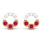 Three Stone Ruby Eternity Stud Earrings with Diamond