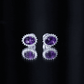 Classic Oval Amethyst Stud Earrings with Moissanite Halo