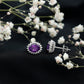 Classic Oval Amethyst Stud Earrings with Moissanite Halo