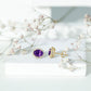 Classic Oval Amethyst Stud Earrings with Moissanite Halo