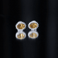 Natural 2.2 Carat Oval Citrine Stud Earrings with Halo