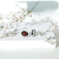 3 Carat Garnet Oval Stud Earrings with Moissanite Halo