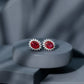 3 Carat Oval Lab Created Ruby Stud Earrings with Diamond Halo