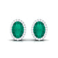 Pendientes de botón clásicos con halo de esmeralda y diamante de 1,4 quilates