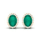 Pendientes de botón clásicos con halo de esmeralda y diamante de 1,4 quilates