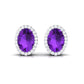 Certified Natural Amethyst Stud Earrings with Diamond Halo