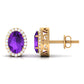 Certified Natural Amethyst Stud Earrings with Diamond Halo