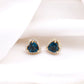 Heart Shape London Blue Topaz and Diamond Stud Earrings