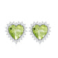4.2 Carat Peridot Heart Stud Earrings with Diamond Halo
