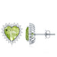 4.2 Carat Peridot Heart Stud Earrings with Diamond Halo