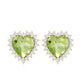4.2 Carat Peridot Heart Stud Earrings with Diamond Halo