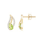 Pendientes de hoja de peridoto natural con diamante para mujer