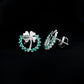 Genuine Emerald Clover Stud Earrings for Women